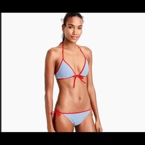 J.Crew Seersucker Tipped Bikini Top XS